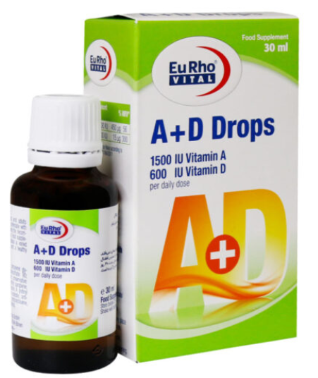 قطره خوراکی ویتامین A+D با طعم پرتقال یوروویتال