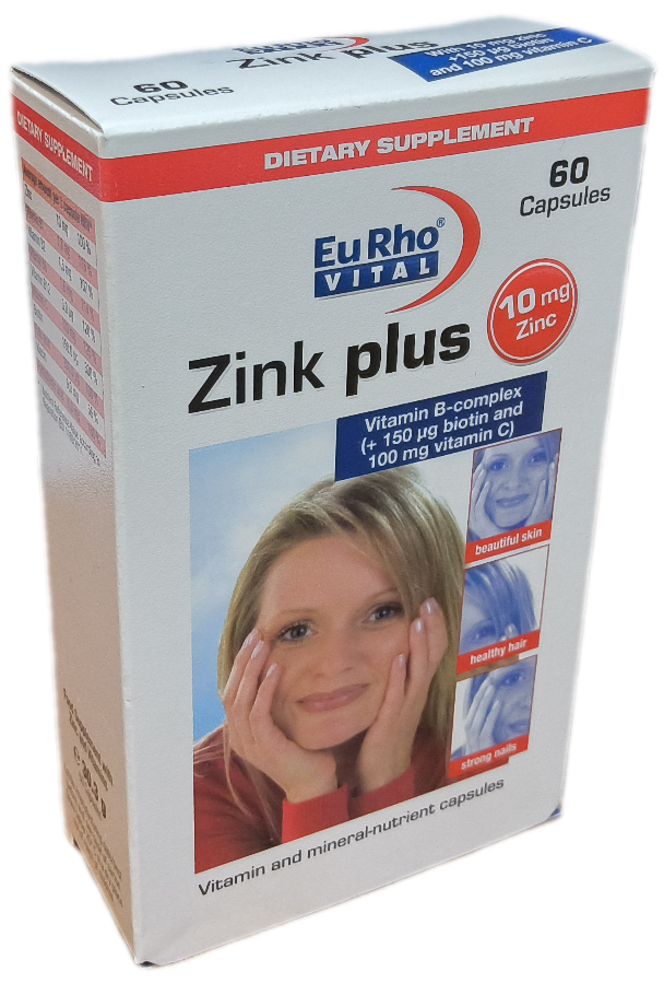قرص زینک پلاس ب کمپلکس یوروویتال آلمان ۱۰ میلی گرم شصتایی، ZINC PLUS 10 MG EURHO VITAL