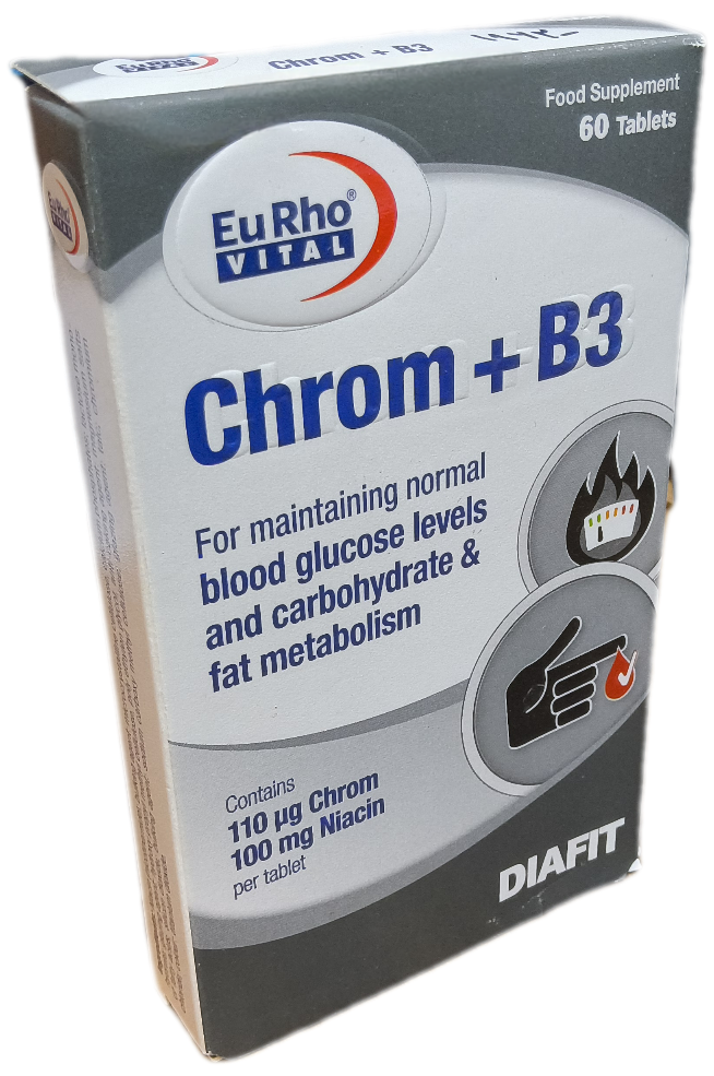 قرص کروم ب ۳ یوروویتال دیافیت ۶۰ عددی، CHROM+B6 EURHO VITAL